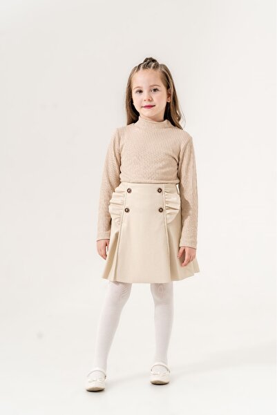 Gocoland Cardigan cu nasturi leopard, țesătură modal sub aur, body și fustă artificială elegantă, set de 3 piese