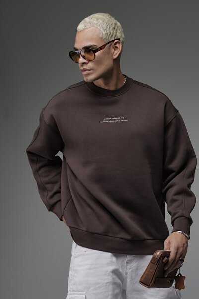 Butik Trend Biz Back Printed Oversized Crew Neck Men's Sweatshirt