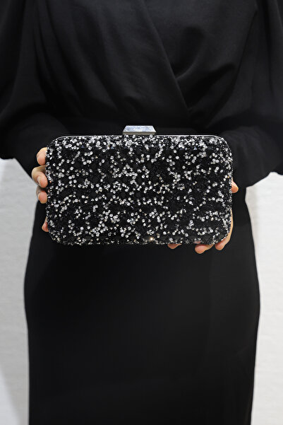 ROZA CANTA حقيبة كلاتش نسائية باللون الأسود/الفضي