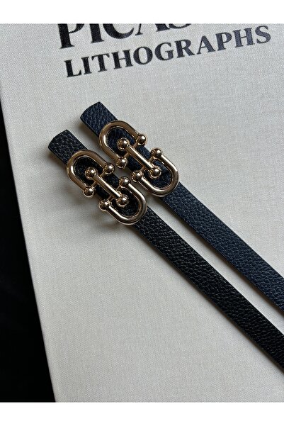 LİA KEMER Pachet de 2 curele cu cataramă aurie pentru femei, cu model, curea ...