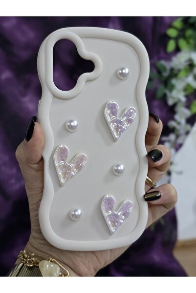 Magic Ring غطاء هاتف ناعم وأنيق متوافق مع آيفون 17 مع تفاصيل قلب لامع ولؤلؤي