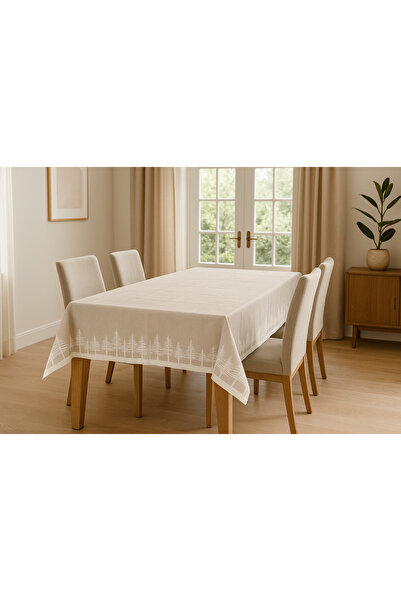 MODAFABRİK مفرش طاولة من الكتان بنمط شجرة الصنوبر لعيد الميلاد