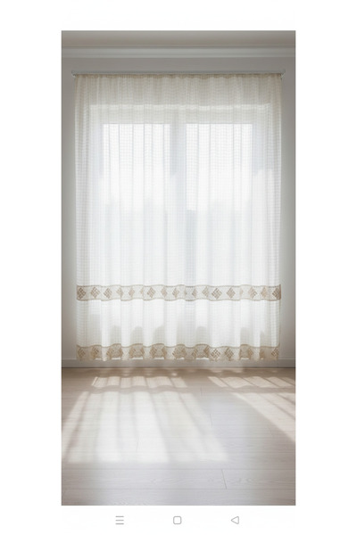 PAZARSEN Buldan İşi Monika Curtain with Interlaced and Tipped Lace, 100% Cotton Authentic Sunshade Curtain