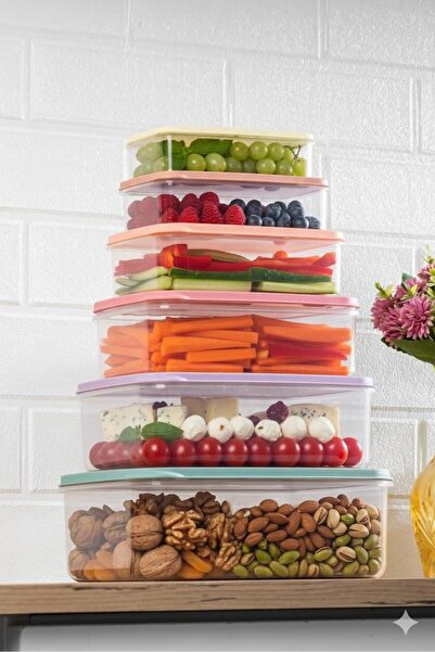 Okyanus Home Stackıt Storage Container 6 Pieces Pastel Colors
