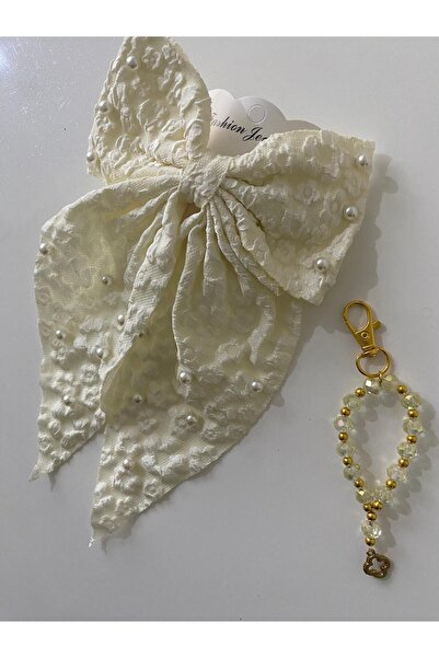 RSTM Boutique Women's Pearl Detailed Buckle and Keychain