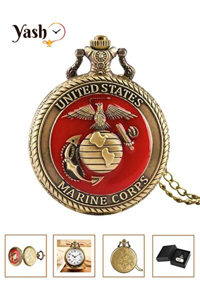 Yash United States Marine Corps Quartz Pocket Watch