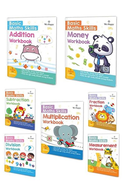 WE HAPPY 7-Piece Basic Math Skills Learning Toy Set (Arithmetic, Fractions, M...