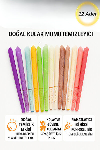 Hane Dostu 12 Adet Kulak Temizleme Mumu – Doğal Kulak Mumu Temizleyici 12'li Set