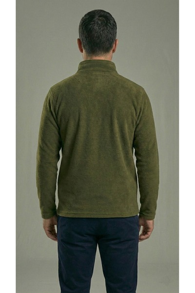 BESKAR Ανδρικό πράσινο φούτερ με μισό φερμουάρ ψηλός λαιμός Winter Thermal Fleece