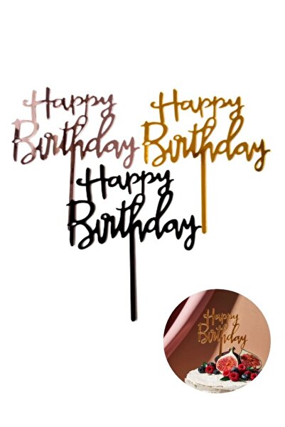 WE HAPPY مجموعة من 3 قطع لتزيين الكيك من الأكريليك العاكس لعيد ميلاد سعيد - م...