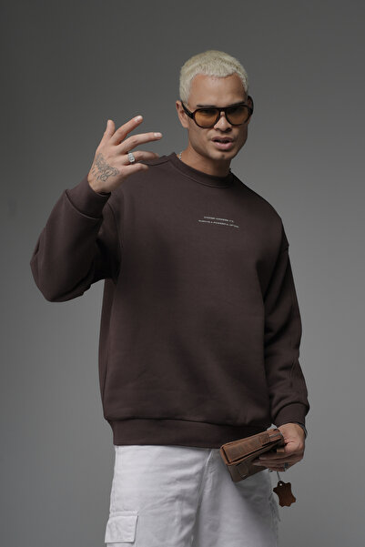 Butik Trend Biz Back Printed Oversized Crew Neck Men's Sweatshirt