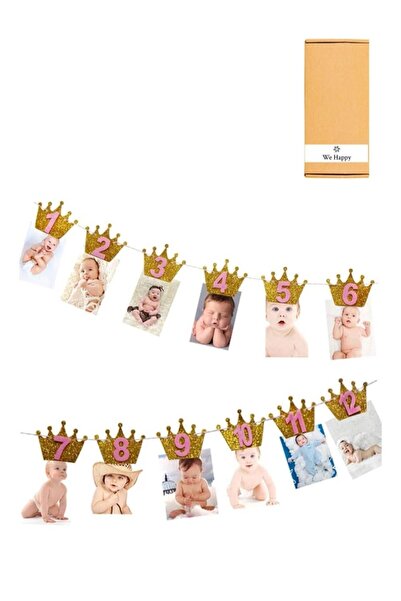 WE HAPPY إطار صورة رقمي لحفل عيد ميلاد الطفل مع تاج لامع