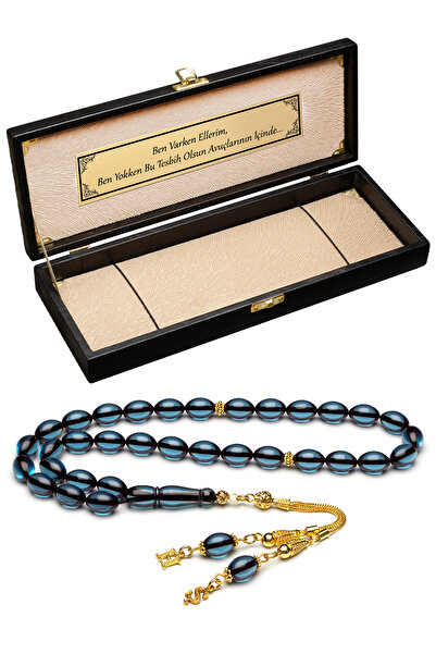 OTTOTESBİH Men's Gift Silver Tassel 8X12Mm Fire Amber Prayer Beads