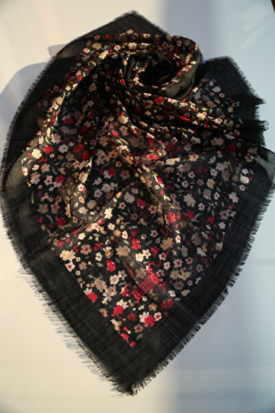 POLO CRAFT Keten Yazma Çiçekli Desen Tülbent