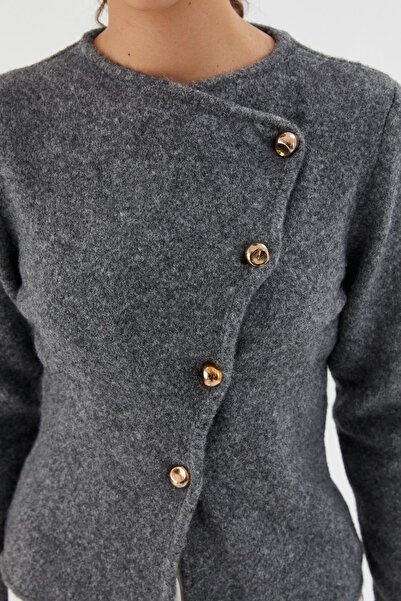 Shopping Shop Asymmetrical Cut Cardigan Anthracite