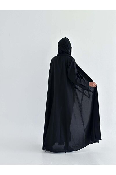 AYA mwt559 عباية مخمل مع تطريز أسود