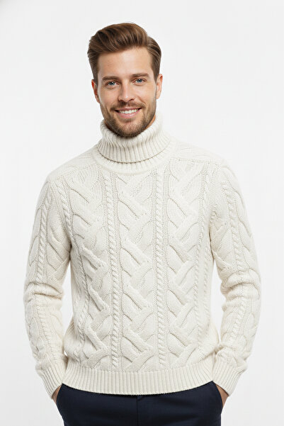 Pulltonic Erkek Balıkçı Yaka Kalın Kazak