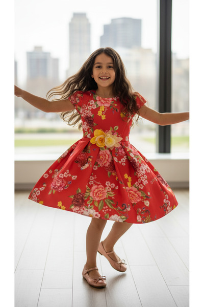 Jolanda Red Girl's Dress