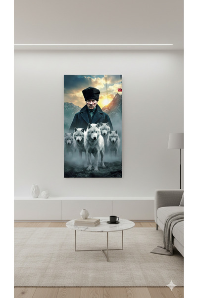 BLT DİZAYN Turkish Flag Ataturk and Wolves Painting – National Attitude Decorative Poster