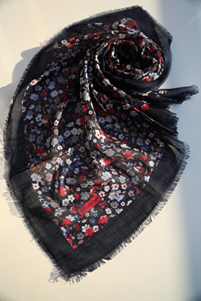 Vorvella Keten Yazma Çiçekli Desen Tülbent