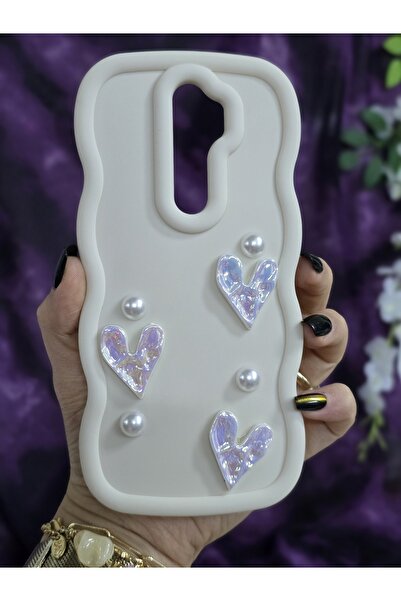 Magic Ring Oppo A5 2020 / A9 2020 Uyumlu Parlak Kalp & İnci Detaylı Soft Şık Telefon Kılıfı