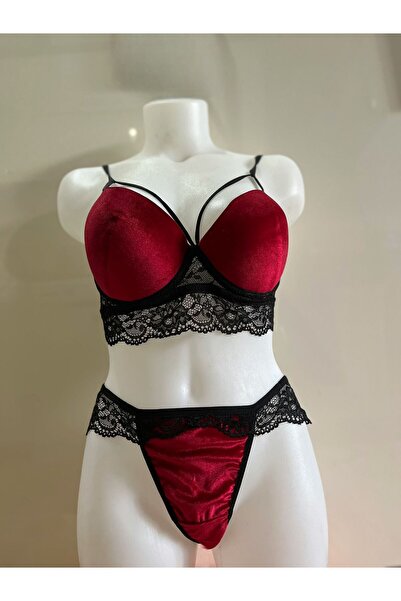novavita(yenihayat) Red Lace Velvet Suit
