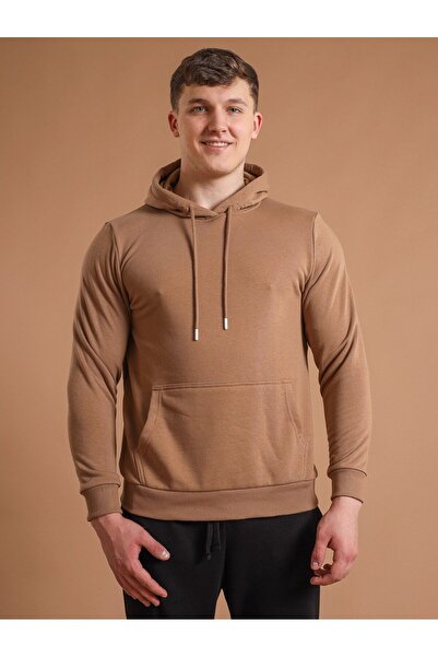 Bumbăcel Men's plain sweatshirt without zipper with Hooded