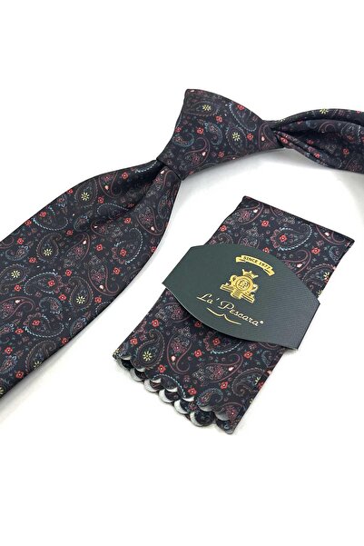 Kravatkolik Black Shawl Pattern Printed Handkerchief Classic Tie Kk13348