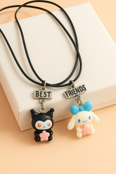 MakeWell 2'li Kuromi Cinnammaroll Tasarımlı Best Friends Arkadaşlık Kolyesi