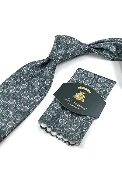 Kravatkolik Зелено-білий класичний краватка з мотивом KK13337