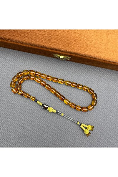 Bülbül Tesbih Usta İşçilikli 1000 Ayar Kazalı Fosilli Yeşil Dominik Damla Kehribar Tespih