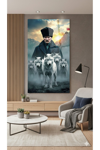 BLT DİZAYN Turkish Flag Ataturk and Wolves Painting – National Attitude Decorative Poster