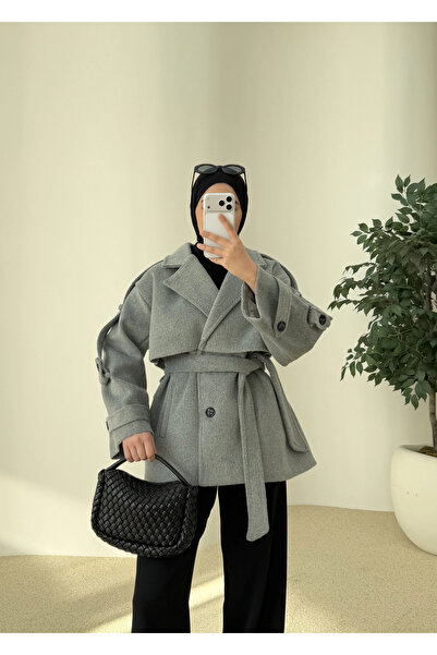 MODA AKSA PREMİUM KALİTE KABAN YÜN DOKULU koka gri