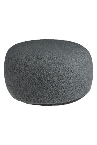 HYVESTO Inflatable gray fur stool, 38x20 cm, cozy decorative puff, 100 kg