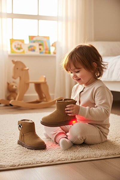 VeliKundura Wi̇sco Lighted Tan Suede Children's Boots