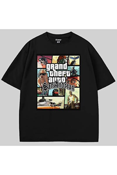 Crazy تي شيرت غي تي إيه سان أندرياس قصة فضفاضة