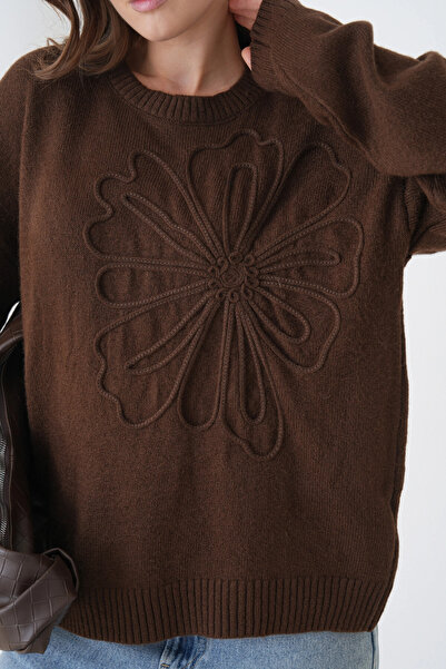 Park Karon Γυναικείο πλεκτό πουλόβερ με μοτίβο με λαιμόκοψη με μαλακή υφή