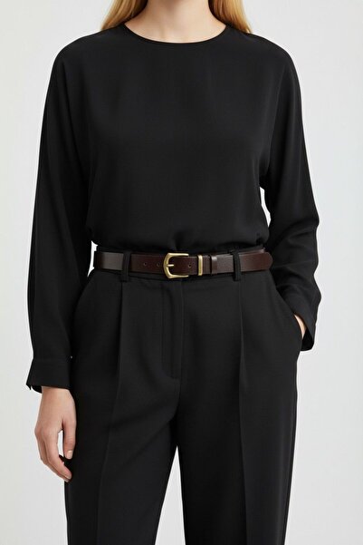 Kemerix 100% Genuine Leather Women's Antique Plated Buckle Burgundy Belt Jacket Belt Shirt Belt Trouser Belt