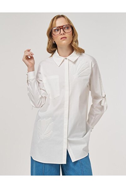 Kayra Kabartmalı Pamuklu Tunik Ekru KA-A25-21020-35