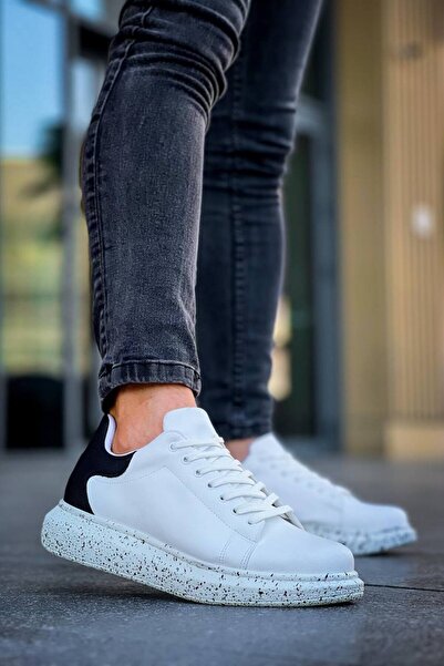 Lucy Shoes Yg-X500 Men's Lace-Up Casual Leather Sneaker Shoes Cbt - White/Black/Special