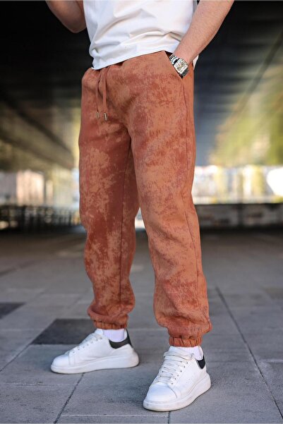 Madmext Φούτερ Jogger με σχέδιο μπατίκ καφέ E6582