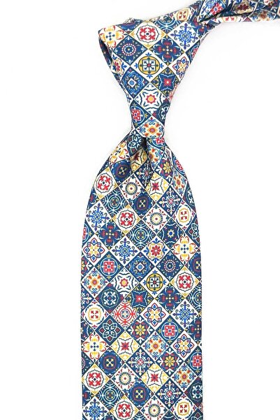 Kravatkolik Multi-Colored Printed Handkerchief Classic Tie Kk13357