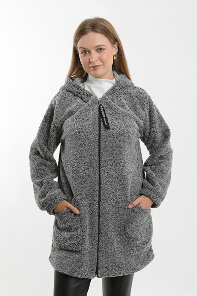 TÜCCAR UMUT WELSOFT PELUŞ HIRKA KAPÜŞONLU FERMUARLI GENİŞ BEDEN ARALIĞI 0024