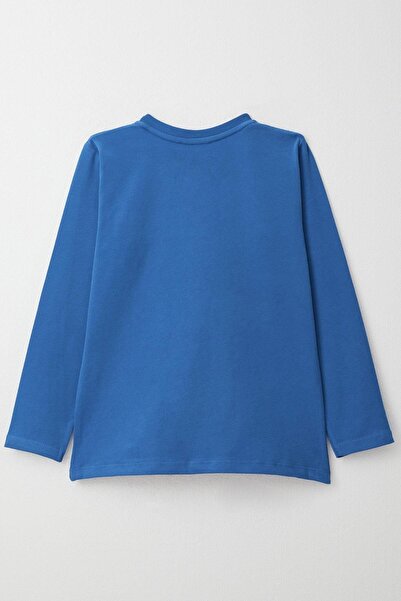 Breeze Tricou cu mânecă lungă pentru băiat, cu buzunar cu inscripție cool, 4-8 ani, albastru cobalt