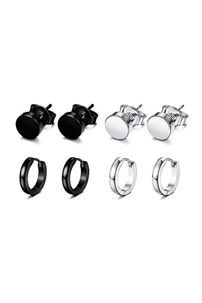 Choice 4 pair A 4-14 Pairs Earrings For Men, Black Earrings Mens Earrings, Stainless Steel Stud Earrings Fo