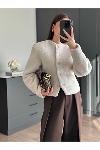 Tugen Co سترة مبطنة بخصر من ECRU