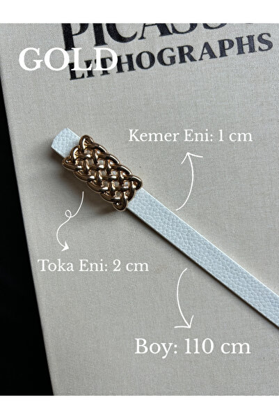 LİA KEMER Mate Patterned Women's Gold Buckle Belt Jacket Belt Dress Belt Trouser Belt