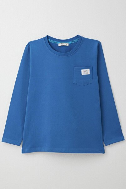 Breeze Tricou cu mânecă lungă pentru băiat, cu buzunar cu inscripție cool, 4-8 ani, albastru cobalt