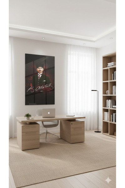 BLT DİZAYN Mustafa Kemal Atatürk Stylish Portrait Glass Painting – Special Design for Gifts