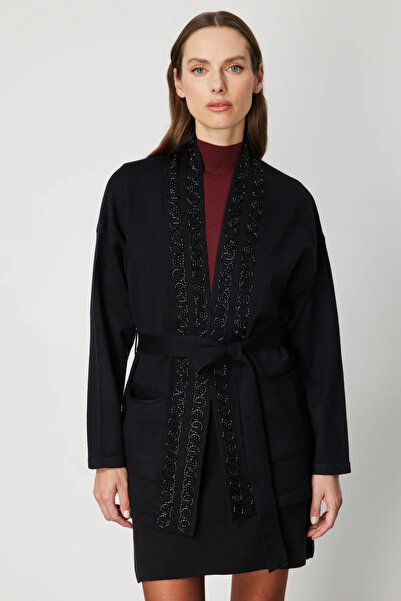 ON TRİKO ONTRİKO Yakası Taşlı Kuşaklı Hırka 60901-26k